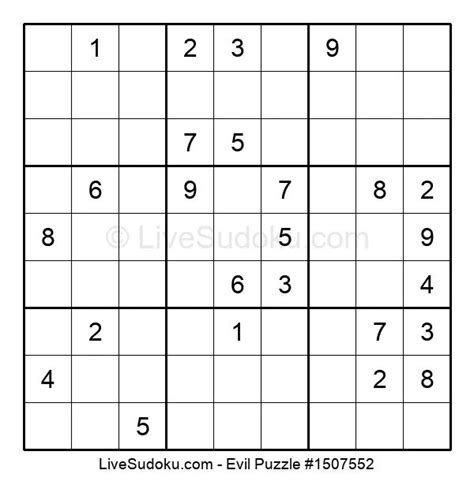 Web evil sudoku - Easy Medium Hard Evil. Today's Variation JigSawDoku. Each Sudoku has a unique solution that can be reached logically without guessing. Enter digits from 1 to 9 into the …